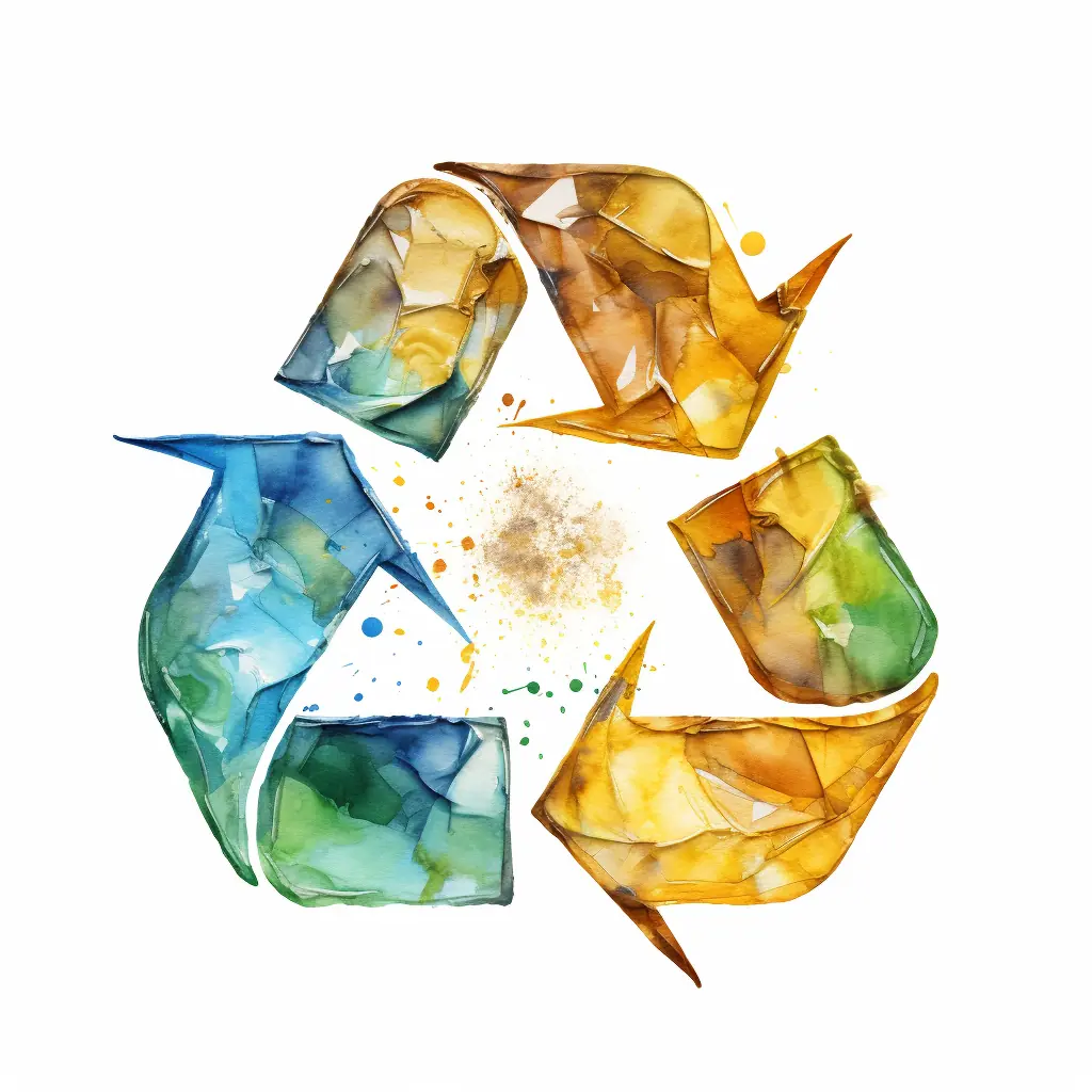 Ein beiger Untergrund mit einem Recycling-Symbol